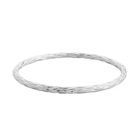 Quilted Pattern Bangle Bracelet in Silvertone (8.00 In)
