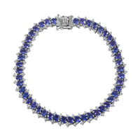 TLV Tanzanite, White Zircon Bracelet in Platinum Over Sterling Silver (6.50 In) 8.70 ctw