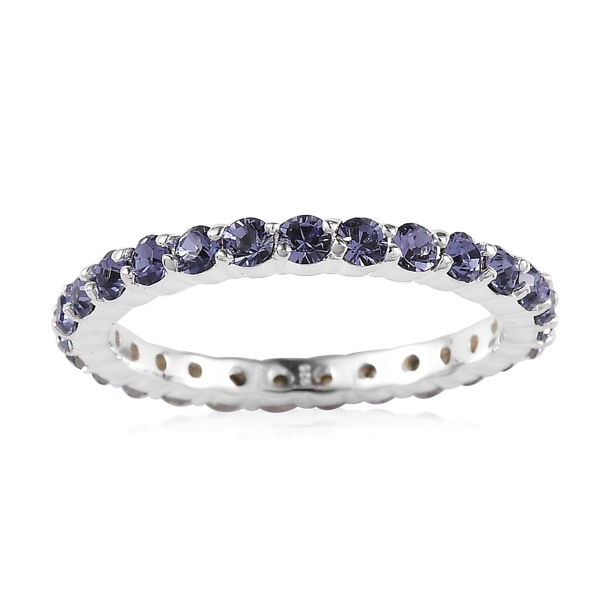 Tanzanite Color Crystal Eternity Band Ring in Sterling Silver (Size 7.0)