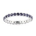 Tanzanite Color Crystal Eternity Band Ring in Sterling Silver (Size 7.0) - Sticky add to cart bar