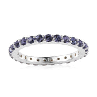 Tanzanite Color Crystal Eternity Band Ring in Sterling Silver (Size 7.0)