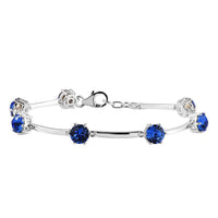 Sapphire Color Crystal Station Bracelet in Sterling Silver (7.25 In)