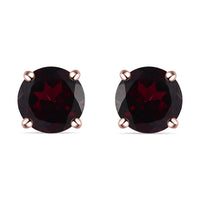 Orissa Rhodolite Garnet Solitaire Stud Earrings in Vermeil Rose Gold Over Sterling Silver 3.15 ctw