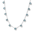 Designer Premium Aquamarine Color Austrian Crystal Station Necklace 18 Inches in Sterling Silver - Sticky add to cart bar