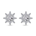 Moissanite Sunburst Stud Earrings in Rhodium Over Sterling Silver 2.90 ctw - Sticky add to cart bar