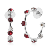 Siam Color Crystal Hoop Earrings in Sterling Silver