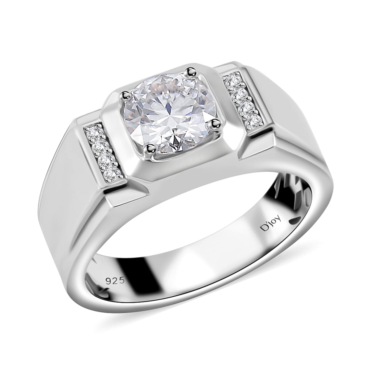 Moissanite Ring in Rhodium Over Sterling Silver (Size 10.0) 1.00 ctw