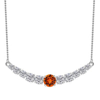 Designer Premium Tangerine Color Austrian Crystal and Simulated Diamond Necklace 18-20 Inches in Sterling Silver 4.40 ctw