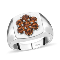 Topaz Color Crystal Men's Ring in Stainless Steel (Size 10.0)