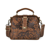 Italy Retor Noble Collection Brown Color Genuine Leather Crossbody Bag (8.5"X4.3"X7") with Handle Drop and Shoulder Strap
