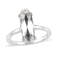 White Crystal Solitaire Ring in Sterling Silver (Size 6.0)