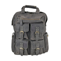 Italy Retor Noble Collection Gray Color Genuine Leather Backpack (13"x4.7"x16.5") with Handle Drop and Adjustable Double Shoulder Straps