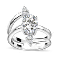 Moissanite (Ovl 9x7mm) Ring in Rhodium Over Sterling Silver (Size 6.0) 2.40 ctw - Sticky add to cart bar