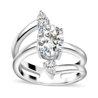 Moissanite (Ovl 9x7mm) Ring in Rhodium Over Sterling Silver (Size 6.0) 2.40 ctw