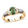 Luxoro 10K Yellow Gold Premium Tsavorite Garnet, Natural Champagne and White Diamond (I3) (0.20 cts) Ring (Size 10.0) 1.00 ctw - Sticky add to cart bar