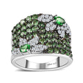 Premium Tsavorite Garnet and Moissanite Ring in Platinum Over Sterling Silver (Size 10.0) 2.65 ctw - Sticky add to cart bar