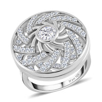 Moissanite Mandala Ring in Platinum Over Sterling Silver (Size 10.0) 1.60 ctw