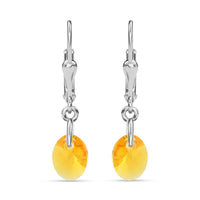 Sunflower Crystal Lever Back Earrings in Sterling Silver