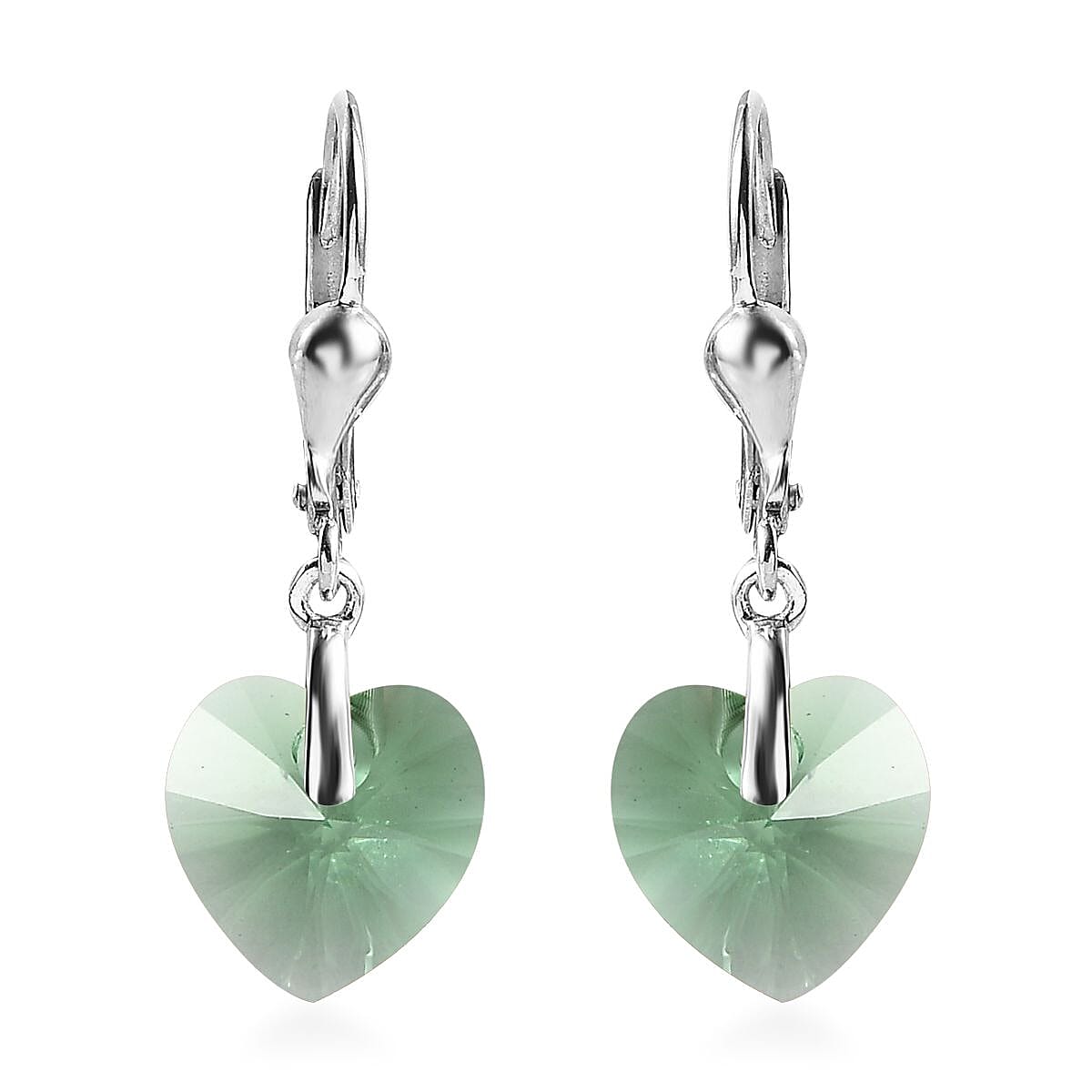 Montana Crystal Lever Back Heart Earrings in Sterling Silver