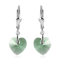 Montana Crystal Lever Back Heart Earrings in Sterling Silver