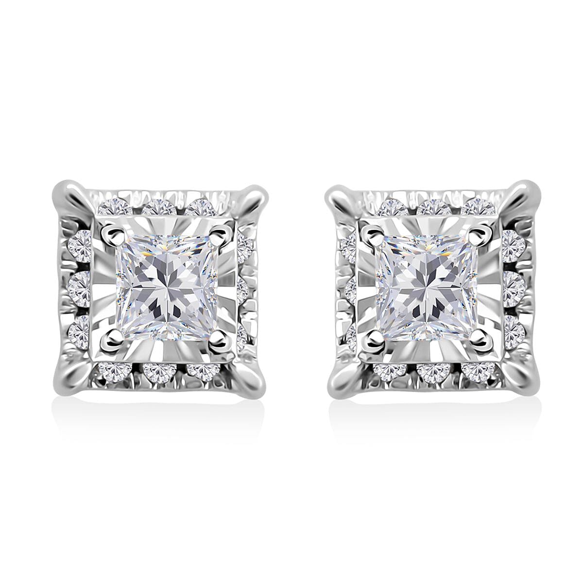 NY Closeout 10K White Gold Diamond Earrings 1.00 ctw