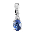 Luxoro 14K White Gold AAA Ceylon Blue Sapphire and G-H I2 Diamond Pendant 1.00 ctw - Sticky add to cart bar