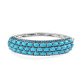 Sleeping Beauty Turquoise, Malgache Neon Apatite Cuff Bangle in Platinum Over Sterling Silver (7.25 Inches) 18.30 ctw - Sticky add to cart bar