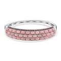 Peach Opal and Orissa Rhodolite Garnet 16.00 ctw Cuff Bangle in Platinum Over Sterling Silver 7.25 Inches - Sticky add to cart bar