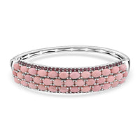 Peach Opal and Orissa Rhodolite Garnet 16.00 ctw Cuff Bangle in Platinum Over Sterling Silver 7.25 Inches