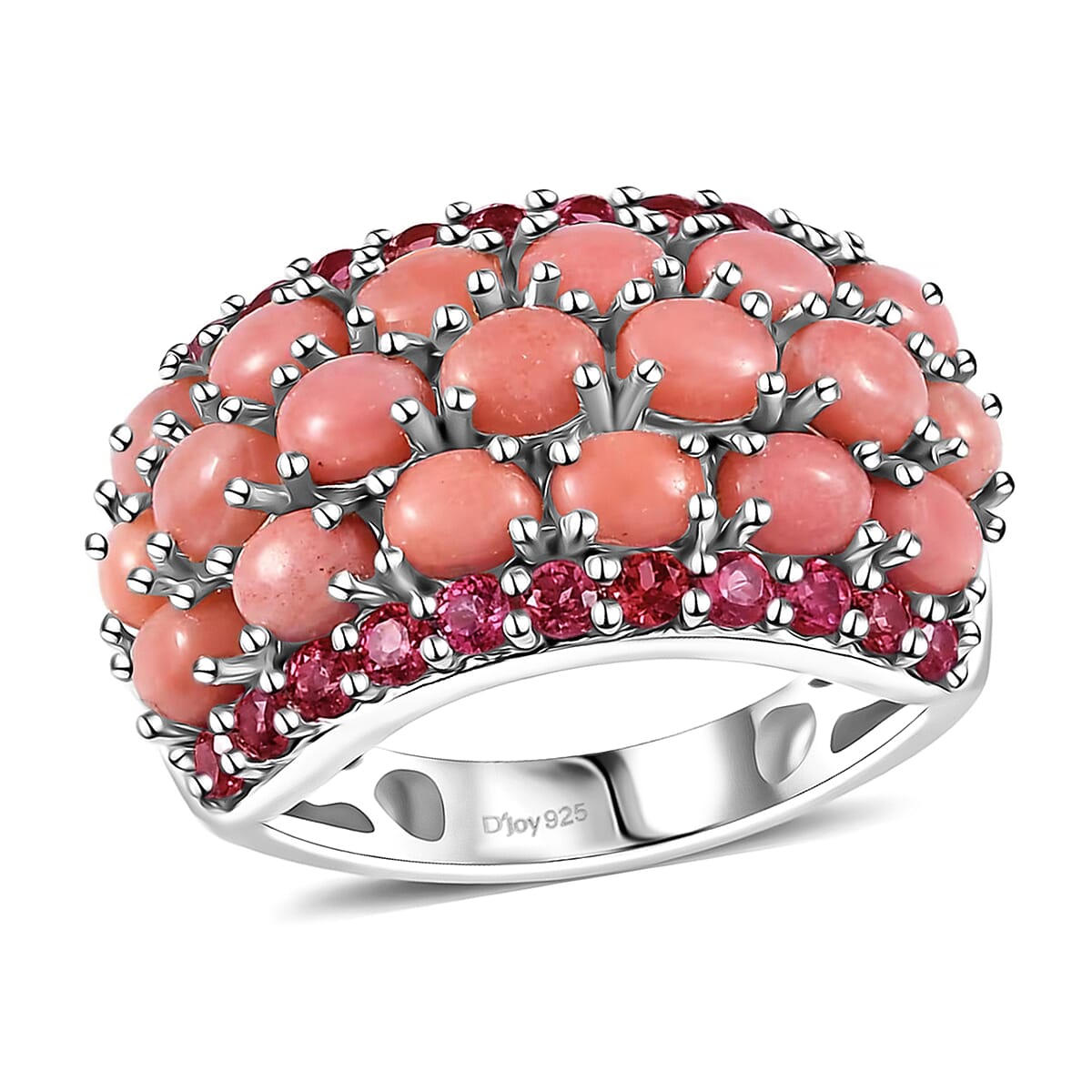 Peach Opal, Orissa Rhodolite Garnet Ring in Platinum Over Sterling Silver (Size 10.0) 3.85 ctw