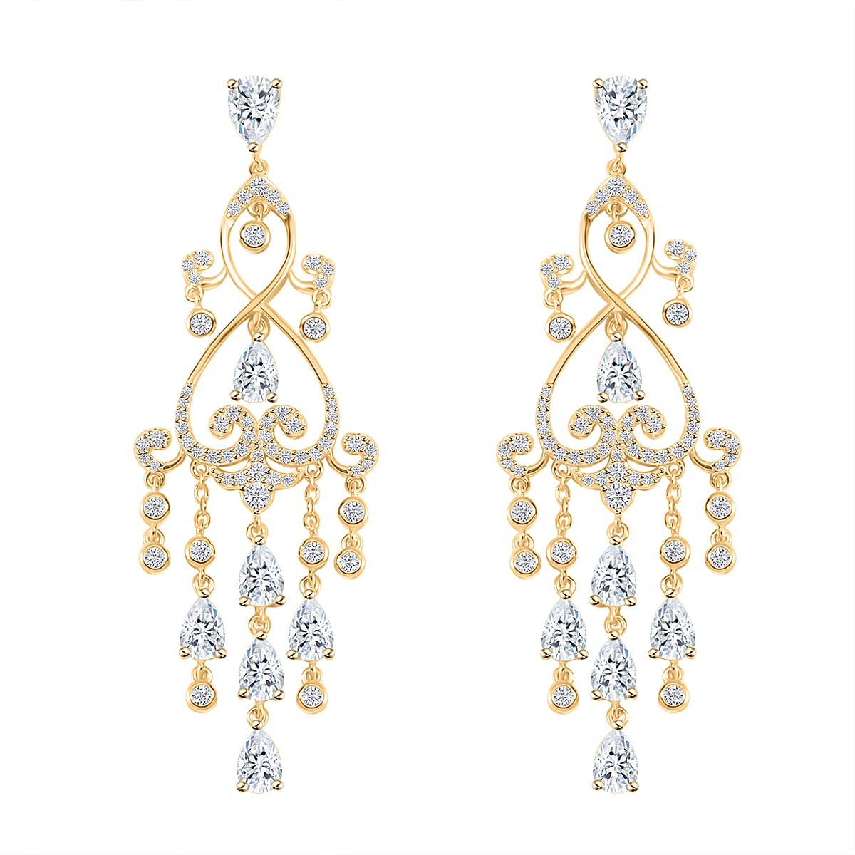 Simulated Diamond Earrings in Yellow Rhodium Over Sterling Silver 1.90 ctw