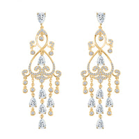 Simulated Diamond Earrings in Yellow Rhodium Over Sterling Silver 1.90 ctw