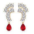 Lustro Stella Finest Red and White CZ Drop Earrings in 14K YG Over Sterling Silver 1.65 ctw - Sticky add to cart bar