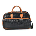 Black Woven Embossed Pattern Faux Leather Travel Bag (19.7"x7.7"x11.8") with Handle Drop and Detachable Shoulder Strap - Sticky add to cart bar