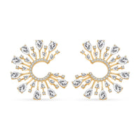 Lustro Stella Finest CZ Celestial Earrings in 14K Yellow Gold Over Sterling Silver