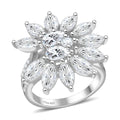 Lustro Stella Finest CZ Floral Ring in Rhodium Over Sterling Silver (Size 6.0) 1.15 ctw - Sticky add to cart bar