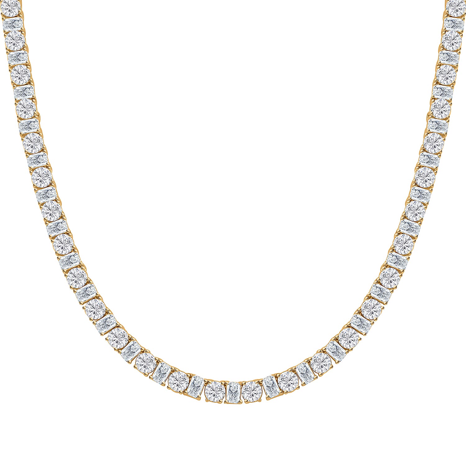 Lustro Stella Finest CZ Tennis Necklace (18 Inches) in 14K YG Over Sterling Silver 2.25 ctw
