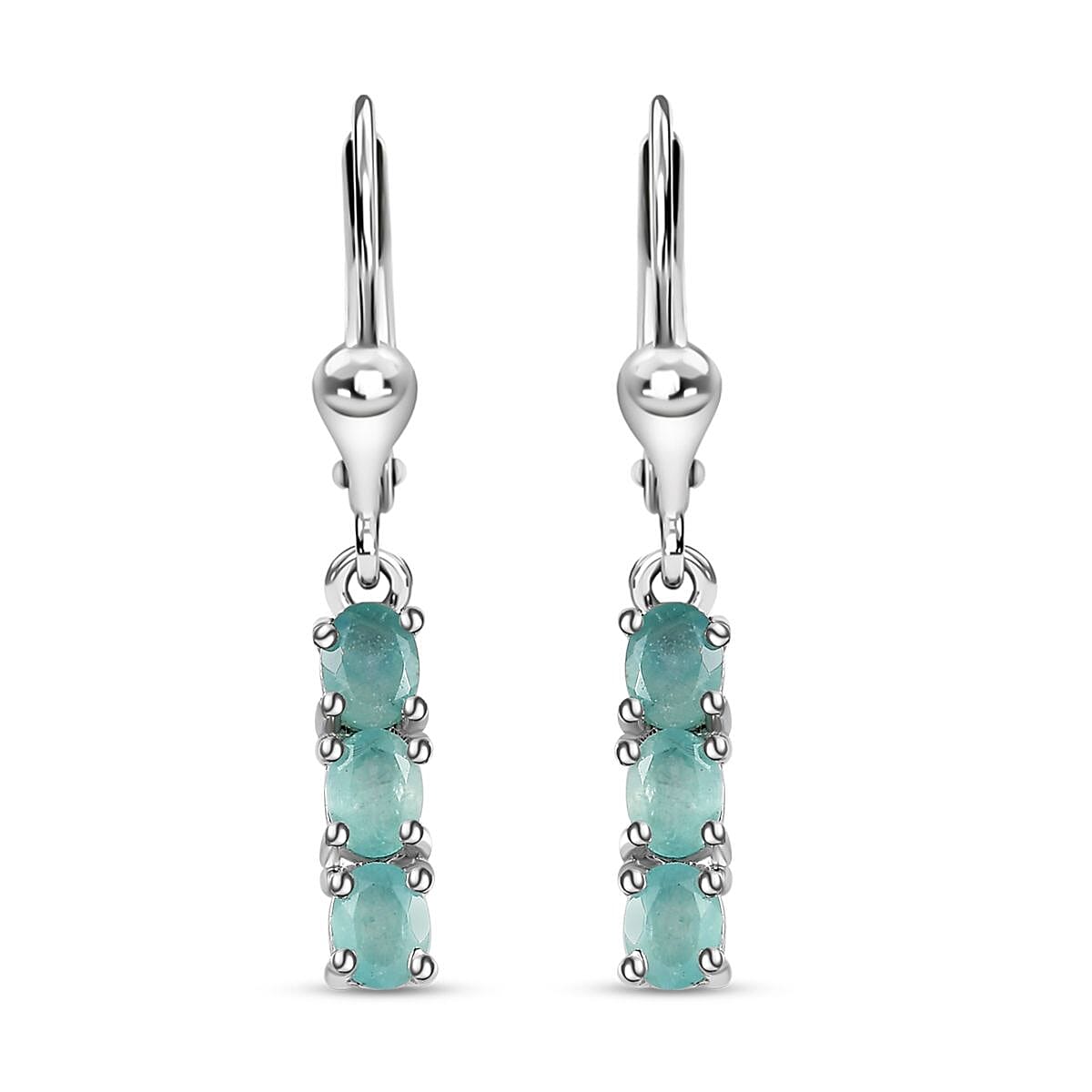 Grandidierite Lever Back Earrings in Platinum Over Sterling Silver 1.00 ctw