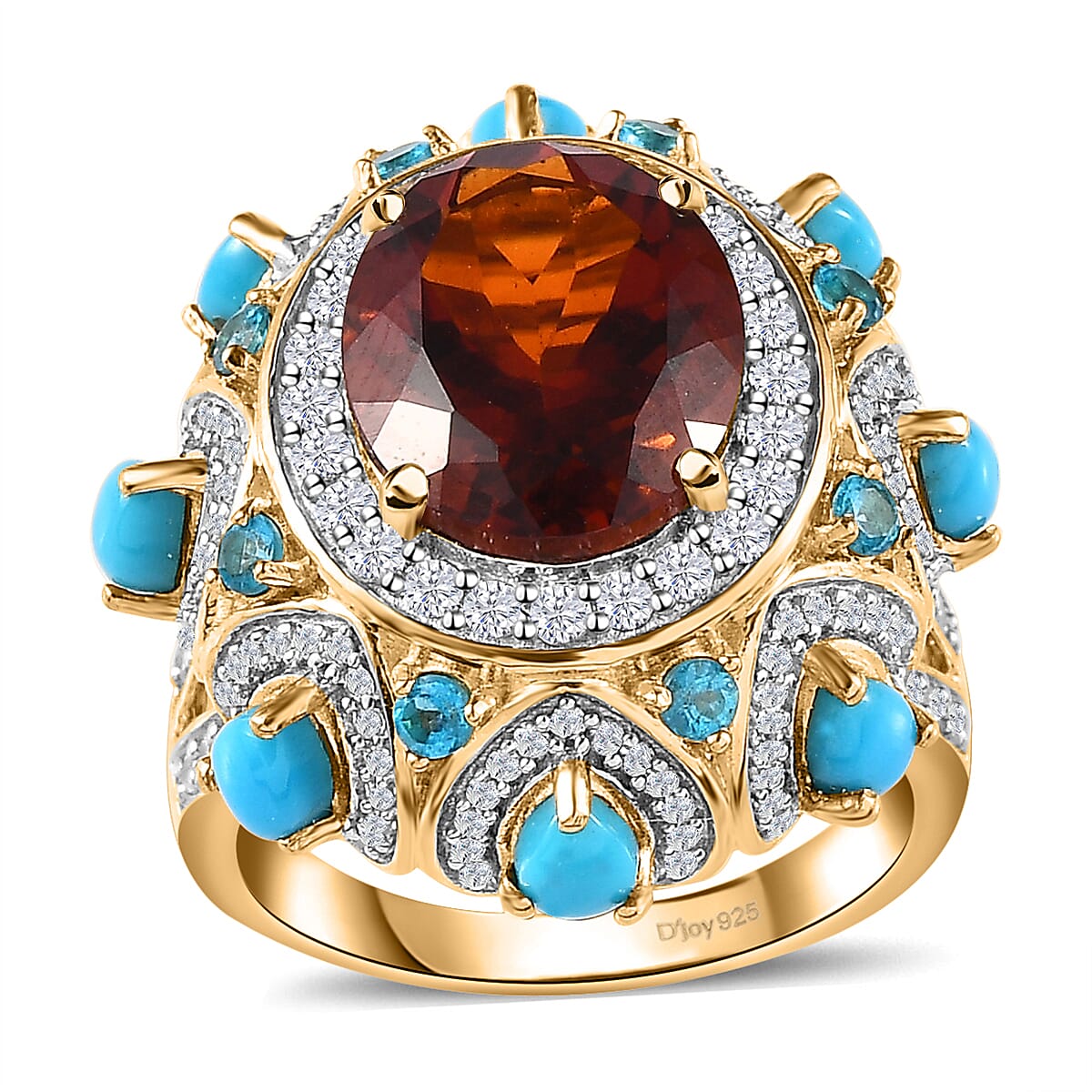GP Santa Ana Madeira Citrine, Multi Gemstone Ring in Vermeil YG Over Sterling Silver (Size 10.0) 6.70 ctw