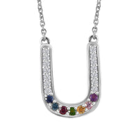 Multi Gemstone Rainbow Horseshoe Necklace 18 Inches in Platinum Over Sterling Silver 0.75 ctw