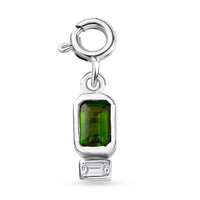 Chrome Diopside and Moissanite Charm in Platinum Over Sterling Silver 0.65 ctw