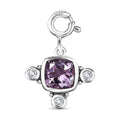 Rose De France Amethyst, Moissanite Medallion Charm in Platinum Over Sterling Silver 1.50 ctw - Sticky add to cart bar