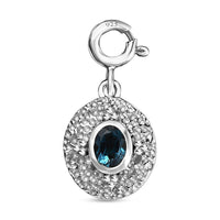 London Blue Topaz Medallion Charm in Platinum Over Sterling Silver 0.40 ctw