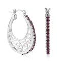 Foilback Amethyst Color Crystal Hoop Earrings in Platinum Over Copper - Sticky add to cart bar