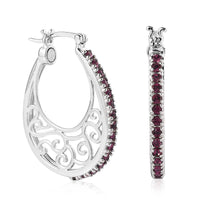 Foilback Amethyst Color Crystal Hoop Earrings in Platinum Over Copper