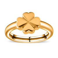24K Yellow Gold Electroform Four Leaf Clover Ring (Size 10.0) (1.40 g)