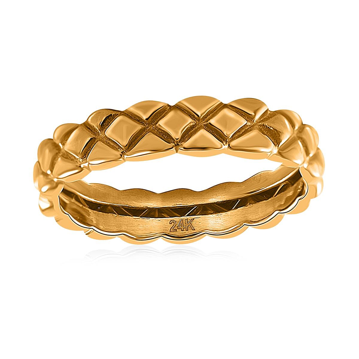 24K Yellow Gold Electroform Cross Ring (Size 10.0) (1.50 g)