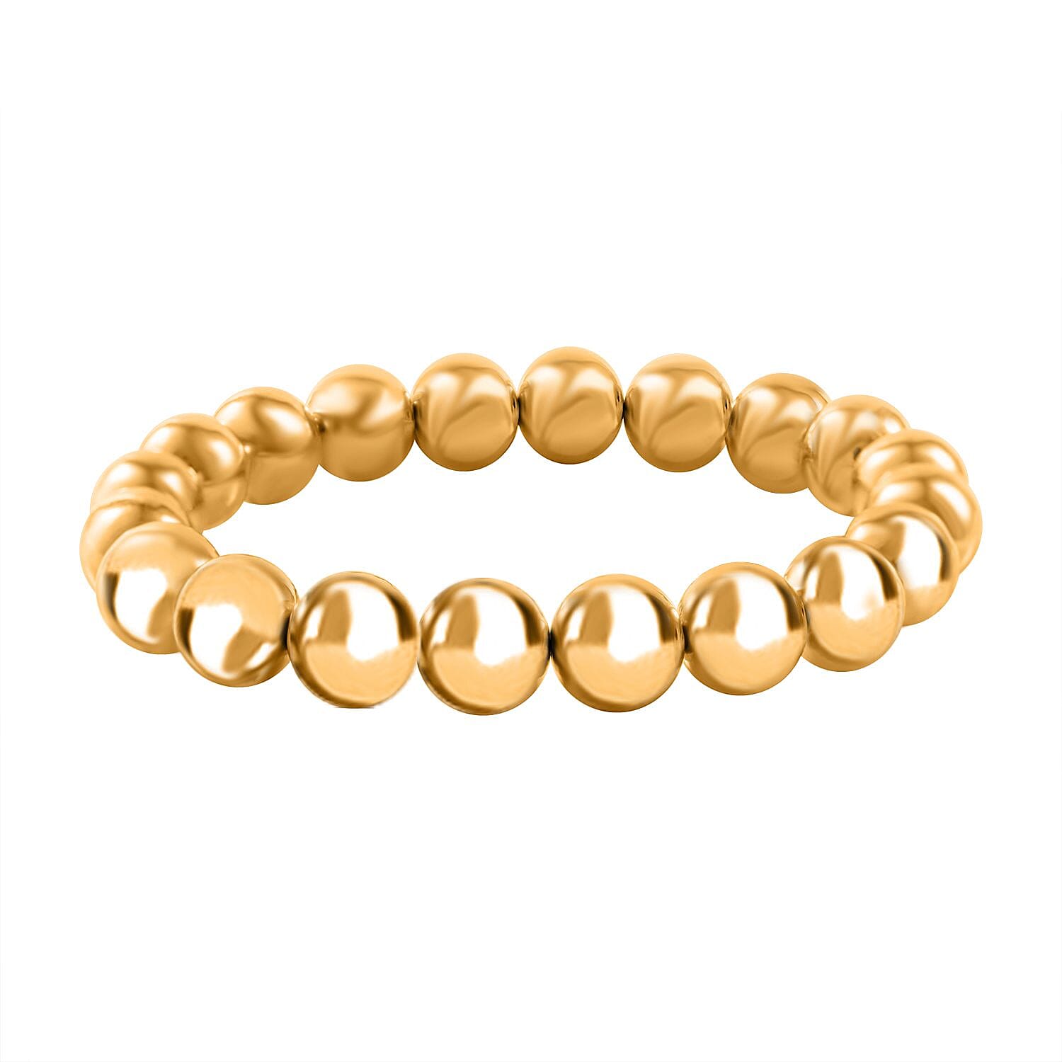 24K Yellow Gold Electroform Ball Beaded Bracelet (7.25 In) 12.65 Grams