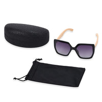 UV400 Polarized Sunglasses with Bamboo Temples and Pouch