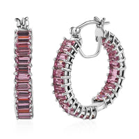 Light Amethyst Crystal Inside Out Hoop Earrings in Sterling Silver